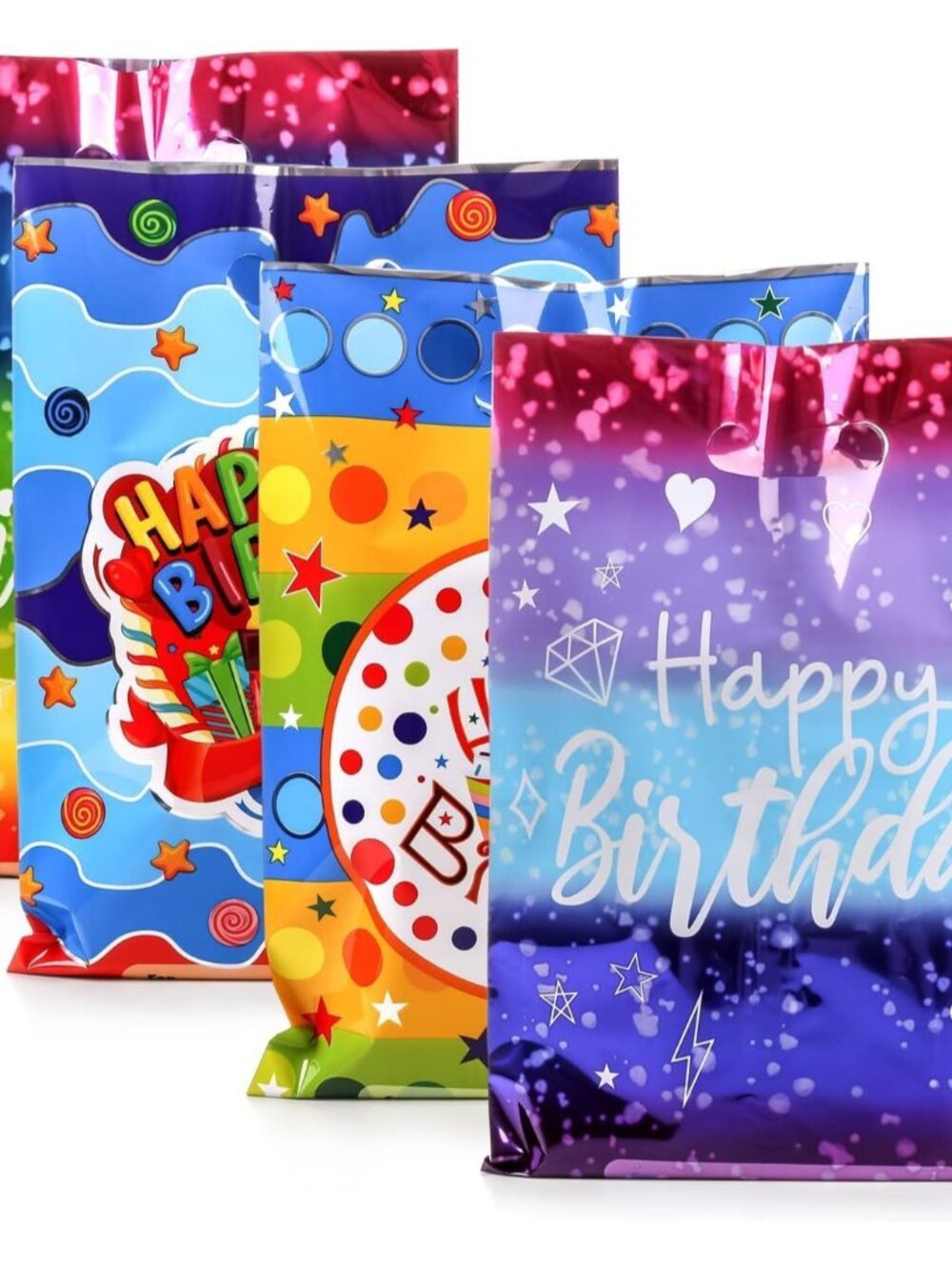 6.7 * 9.8inch Happy Birthday Party Favor Bags 40 PCS, Plastic Goodies Loot Gift
